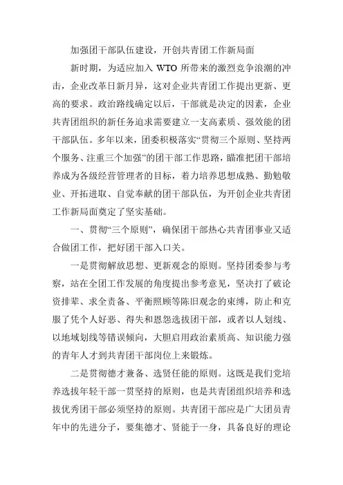 加强团干部队伍建设