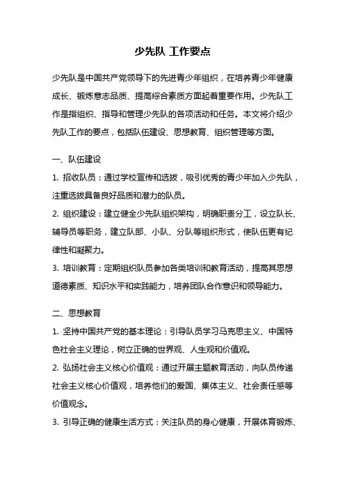 少先队 工作要点