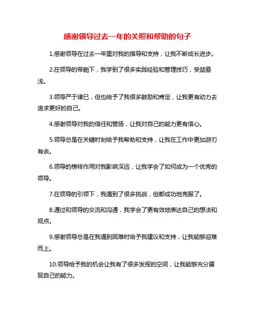 感谢领导过去一年的关照和帮助的句子