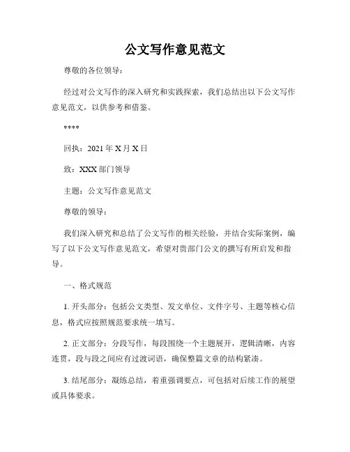 公文写作意见范文