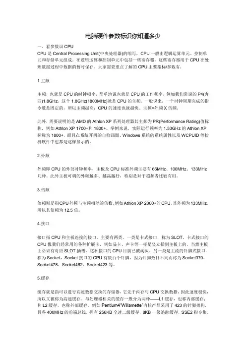 电脑硬件参数标识你知道多少