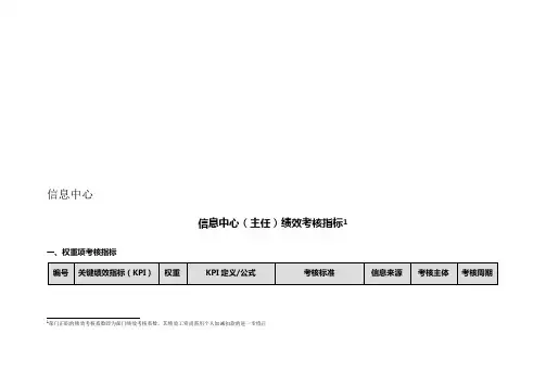 信息中心绩效考核指标