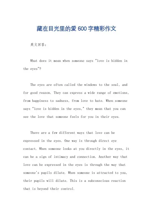 藏在目光里的爱600字精彩作文