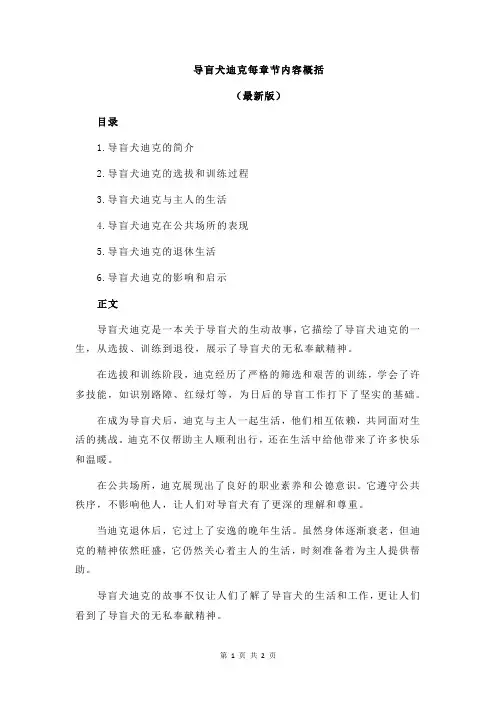导盲犬迪克每章节内容概括