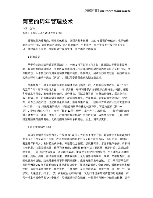 葡萄的周年管理技术