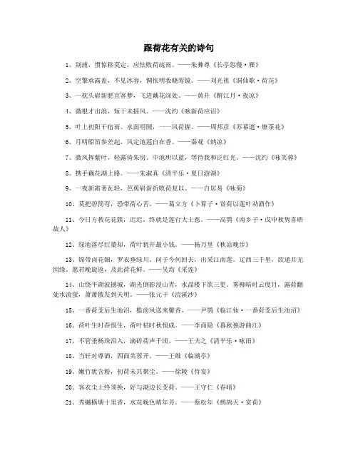 跟荷花有关的诗句