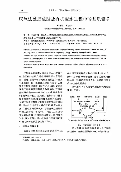 厌氧法处理硫酸盐有机废水过程中的基质竞争