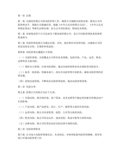 营销公司风险管理制度