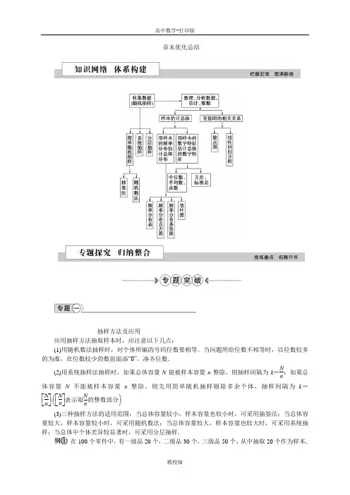 人教版高中数学必修三第二章《统计》优化总结