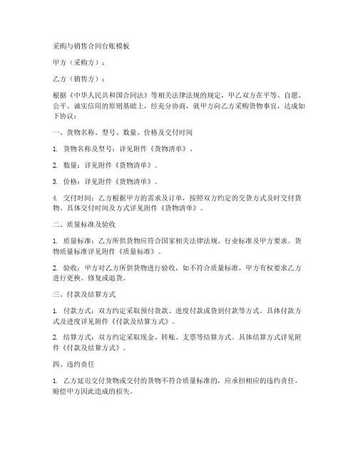 采购与销售合同台账模板