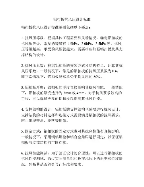 铝扣板抗风压设计标准