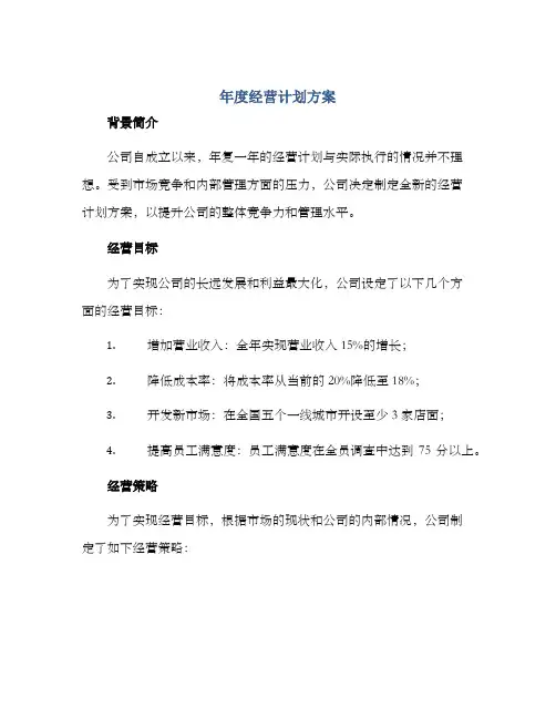 年度经营计划方案