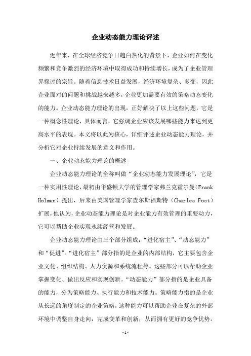 企业动态能力理论评述