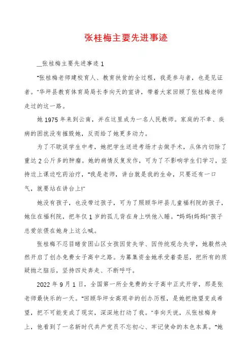 张桂梅主要先进事迹