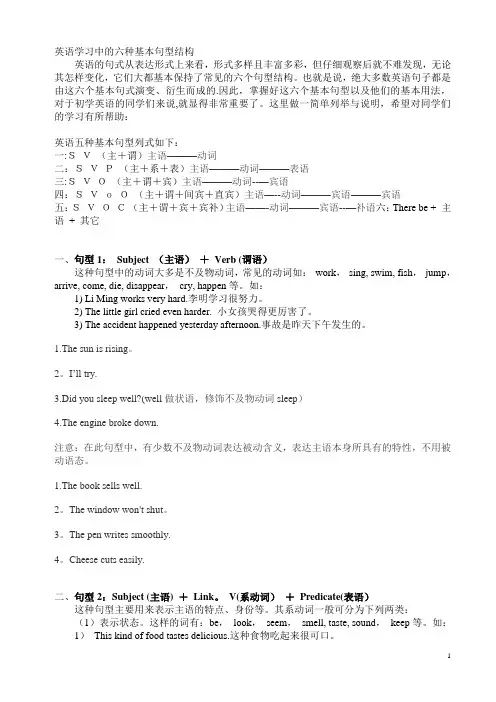 英语学习中的六种基本句型结构