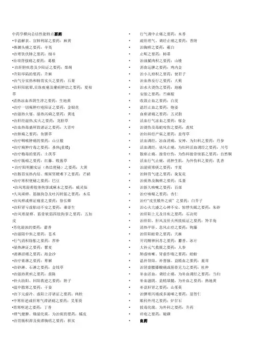 中药学横向总结(整理)