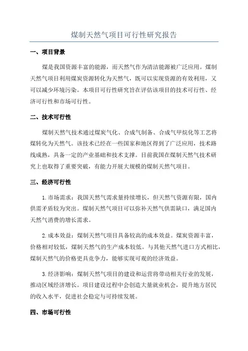 煤制天然气项目可行性研究报告