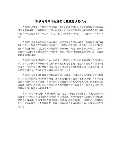 浅谈内部审计促进公司制度建设的作用