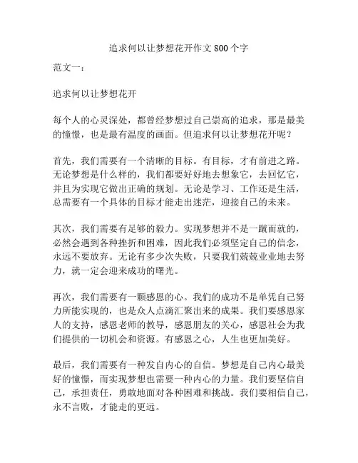 追求何以让梦想花开作文800个字