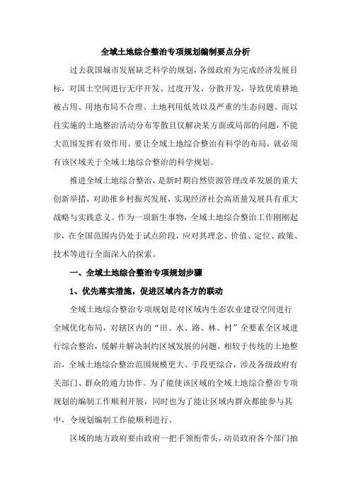 全域土地综合整治专项规划编制要点分析