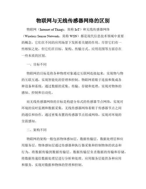 物联网与无线传感器网络的区别