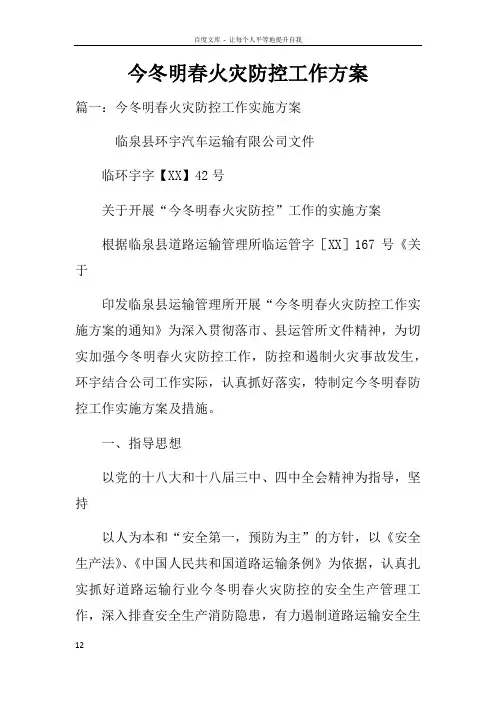 今冬明春火灾防控工作方案doc