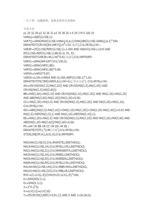 一目了然,高抛低吸,追涨杀跌的完美指标通达信指标公式源码