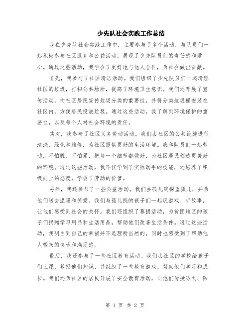 少先队社会实践工作总结
