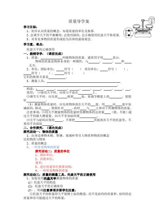 《质量》导学案
