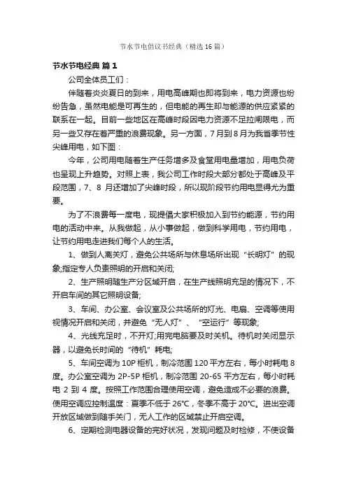 节水节电倡议书经典（精选16篇）