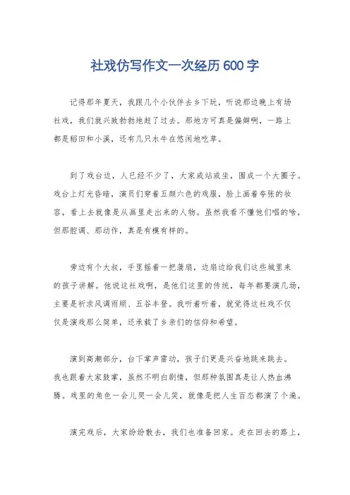 社戏仿写作文一次经历600字