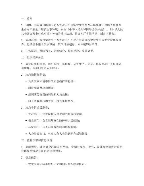 万友洗毛厂突发环境事件应急预案