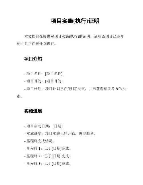 项目实施(执行)证明