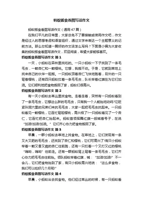 蚂蚁搬食看图写话作文（通用47篇）