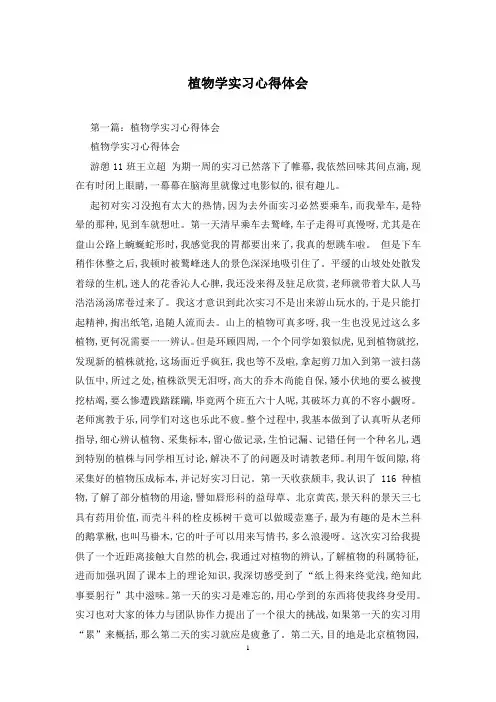 植物学实习心得体会