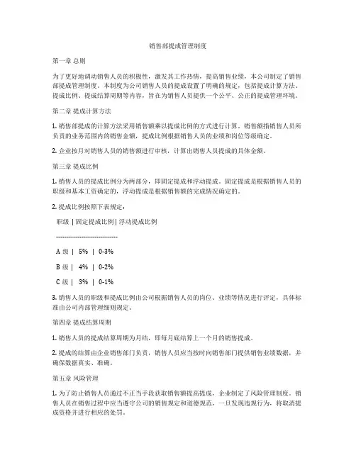 销售部提成管理制度