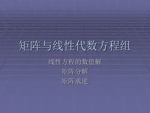 矩阵与线性代数方程组
