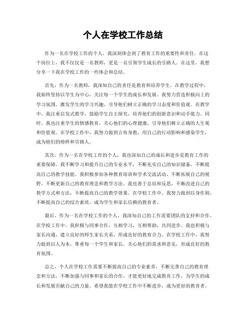 个人在学校工作总结