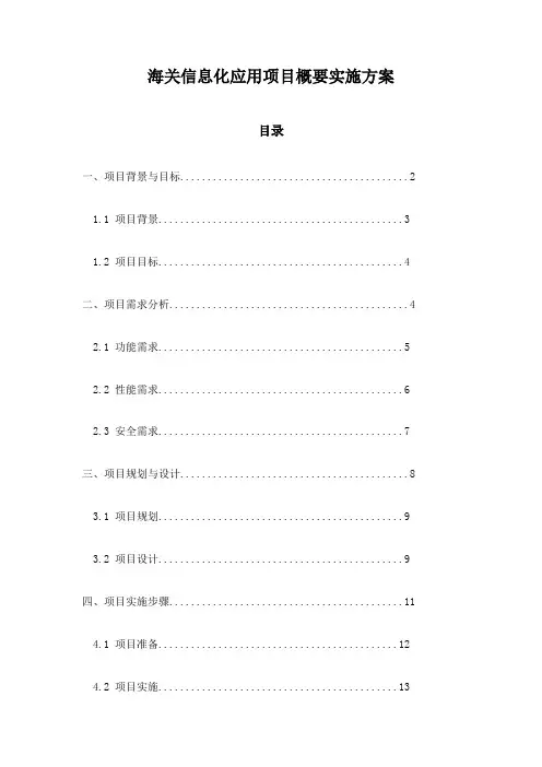 海关信息化应用项目概要实施方案