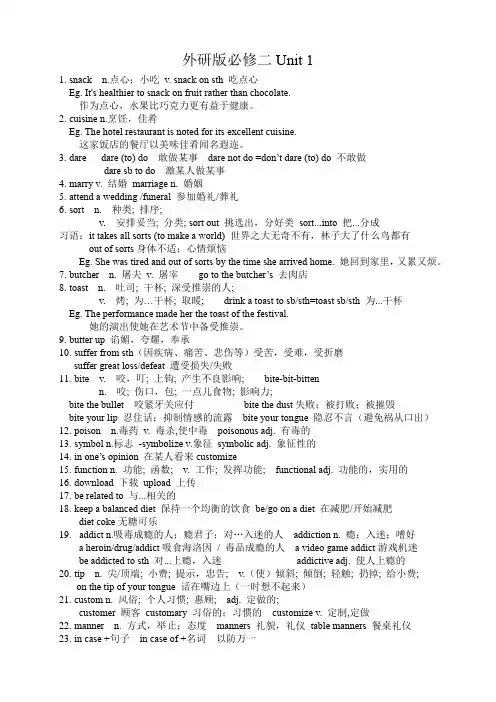 新外研版必修二unit 1 重点单词详解 