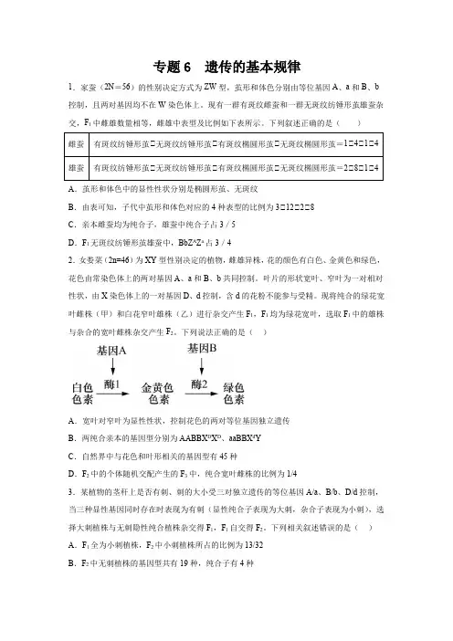 高考生物第一轮复习知识点挖空专项练习 专题6遗传的基本规律(原卷版+答案解析)