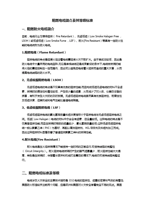 阻燃电缆简介及其等级标准