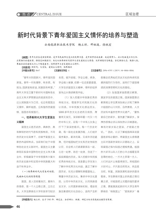 新时代背景下青年爱国主义情怀的培养与塑造