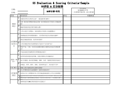 5S 检查表、评估打分标准