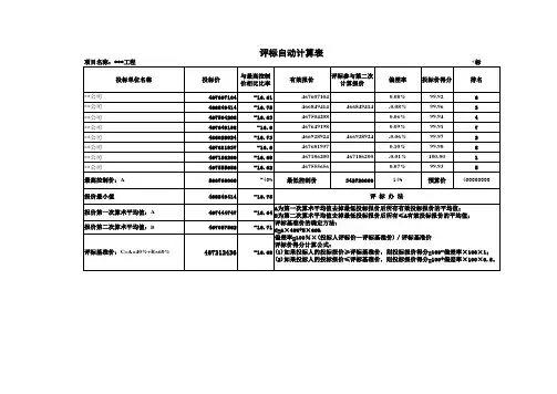 评标自动计算表(二次平均法带函数带公式)