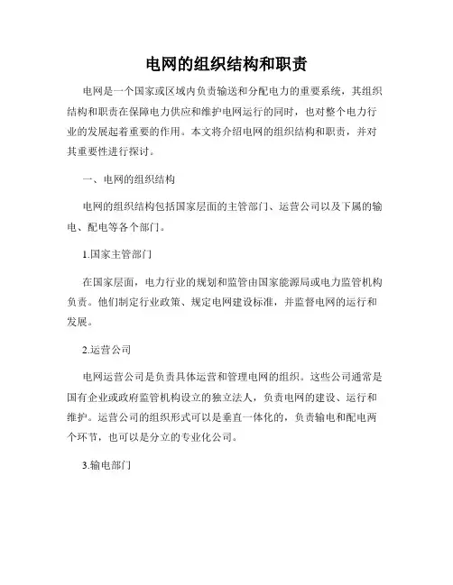 电网的组织结构和职责