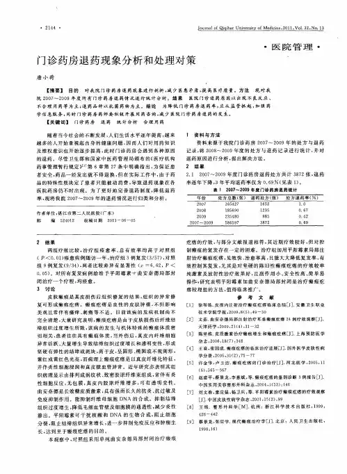 门诊药房退药现象分析和处理对策