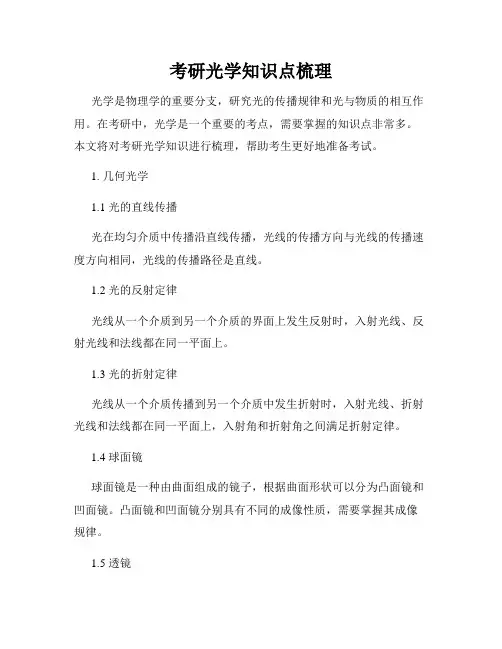 考研光学知识点梳理