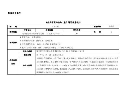 电子教案-《企业管理与企业文化》(第一单元第一课企业基本概念12.15)
