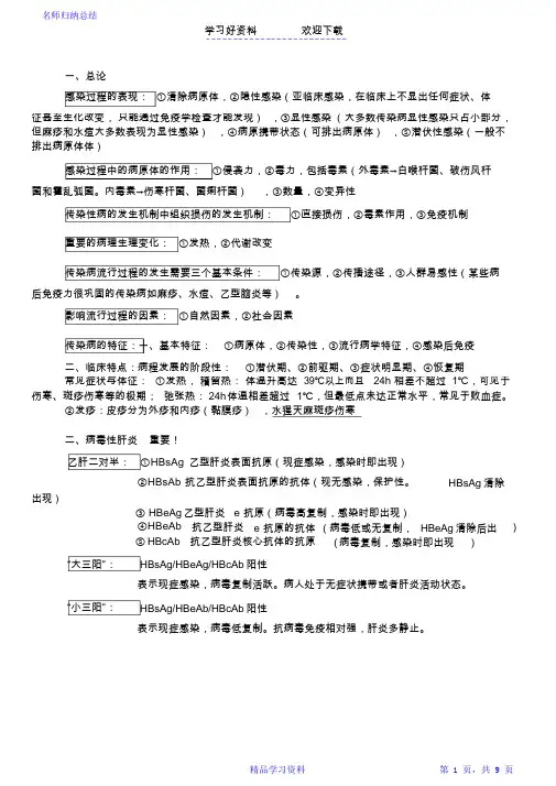超详细传染病学重点总结(完整版)